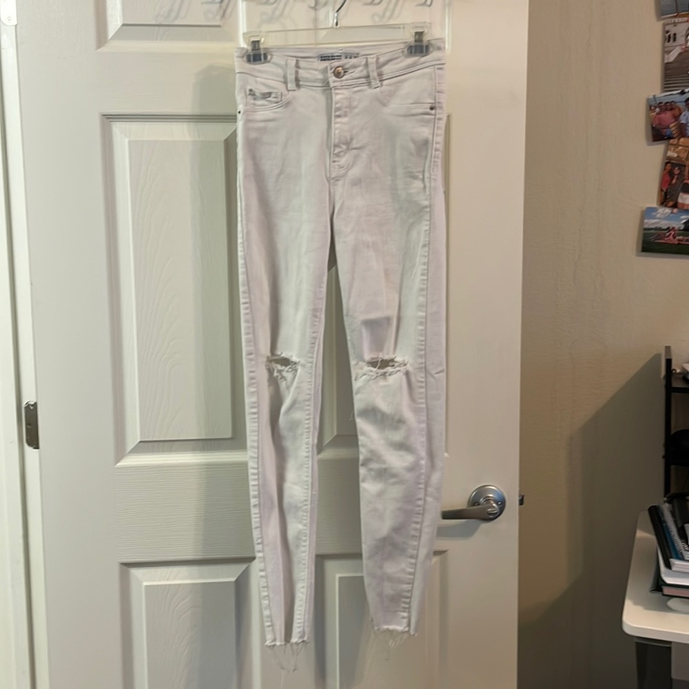 Zara white high waisted stretchy skinny jeans
